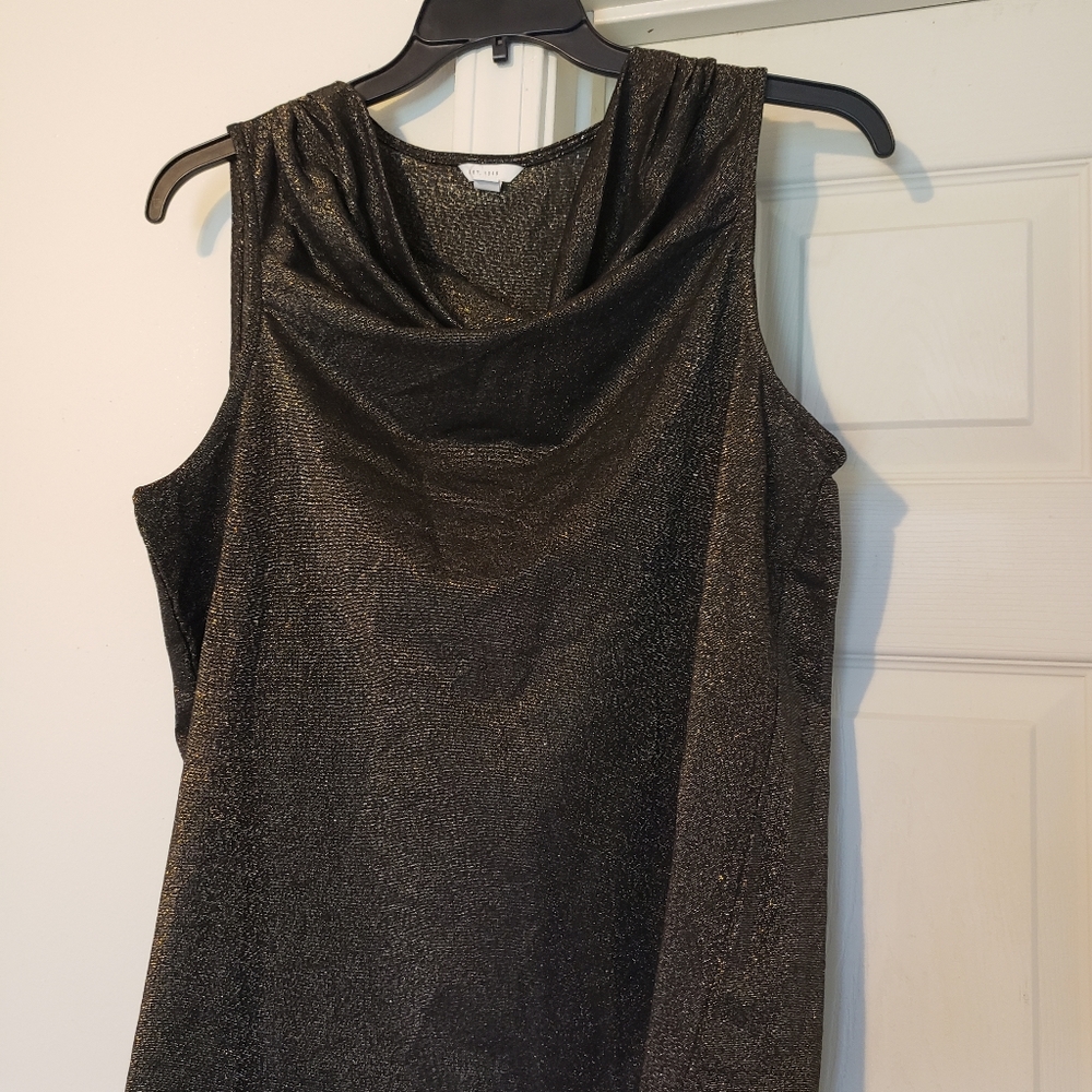 Golden cowl neck top